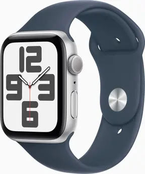 Apple Watch SE (2022) (GPS) 44mm silver with sport wristlet M/L sturmblau