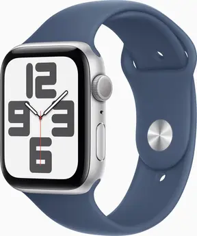 Apple Watch SE (2022) (GPS) 44mm silver with sport wristlet M/L Denim
