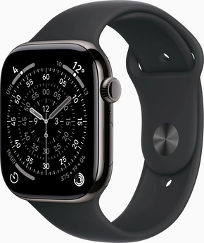 Apple Watch Series 11 (GPS + cellular) 46mm Titan slate with sport wristlet M/L black