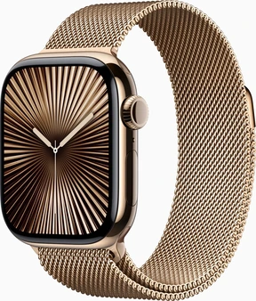 Apple Watch Series 10 (GPS + cellular) 42mm Titan gold with Milanaise-Wristlet gold