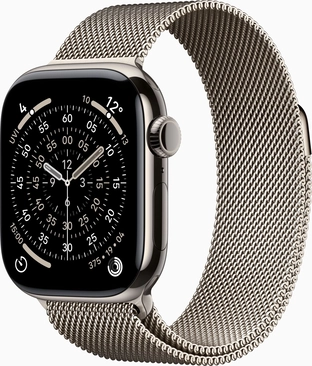 Apple Watch Series 11 (GPS + cellular) 42mm Titan natural with Milanaise-Wristlet natural