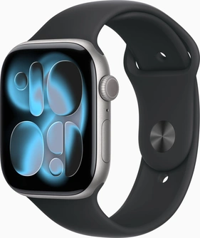 Apple Watch Series 11 (GPS + cellular) 46mm aluminium space grey with sport wristlet S/M black