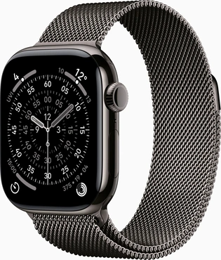 Apple Watch Series 11 (GPS + cellular) 42mm Titan slate with Milanaise-Wristlet slate