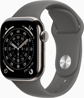 Apple Watch Series 11 (GPS + cellular) 42mm Titan natural with sport wristlet S/M stone grey