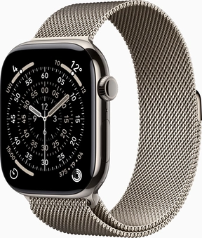 Apple Watch Series 11 (GPS + cellular) 46mm Titan natural with Milanaise-Wristlet M/L natural