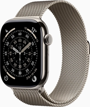 Apple Watch Series 11 (GPS + cellular) 46mm Titan natural with Milanaise-Wristlet S/M natural