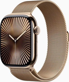 Apple Watch Series 10 (GPS + cellular) 46mm Titan gold with Milanaise-Wristlet S/M gold