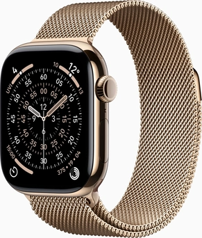Apple Watch Series 11 (GPS + cellular) 42mm Titan gold with Milanaise-Wristlet gold