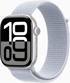 Apple Watch Series 10 (GPS + cellular) 46mm aluminium silver with Sports Loop blue cloud