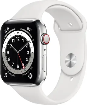 Apple Watch Series 6 (GPS + cellular) 44mm stainless steel silver with sport wristlet white