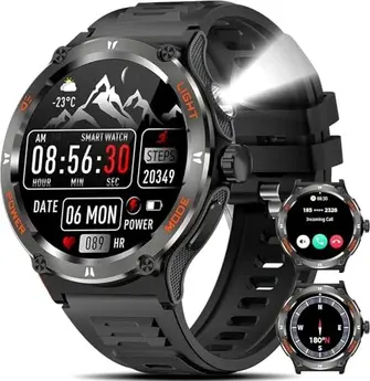 Marsyu Smartwatch men military 1.53" black