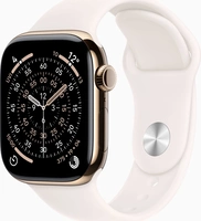 Apple Watch Series 11 (GPS + cellular) 42mm Titan gold with sport wristlet M/L blassrosa
