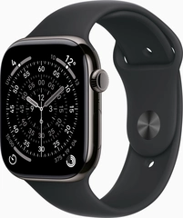 Apple Watch Series 11 (GPS + cellular) 46mm Titan slate with sport wristlet M/L black
