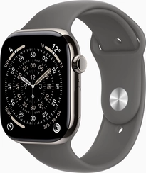 Apple Watch Series 11 (GPS + cellular) 46mm Titan natural with sport wristlet S/M stone grey