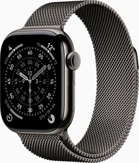 Apple Watch Series 11 (GPS + cellular) 42mm Titan slate with Milanaise-Wristlet slate