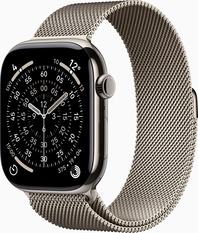 Apple Watch Series 11 (GPS + cellular) 46mm Titan natural with Milanaise-Wristlet M/L natural