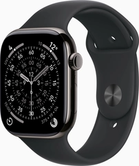Apple Watch Series 11 (GPS + cellular) 46mm Titan slate with sport wristlet S/M black