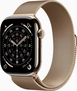 Apple Watch Series 11 (GPS + cellular) 46mm Titan gold with Milanaise-Wristlet M/L gold