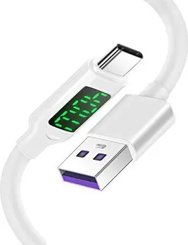 AICase 100W/5A USB C cable with LED load indicator St/St 1.2m white