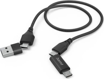 Hama 4in1 Multi-кабель для зарядки USB-C and USB-A - USB-C and micro USB 1.5m black