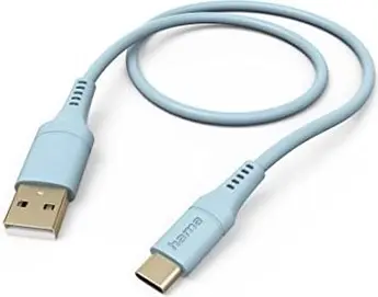Hama charging cable flexible USB-A/USB-C 1.5m silicone blue
