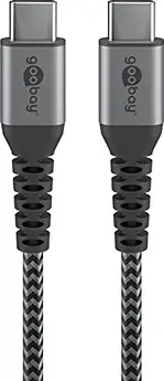 Wentronic USB-C to USB-C textile cable with metal plugn 0.5m grey/silver