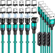 AUFU magnet charging cable 0.5m/1.0m/2.0m/3.0m green, 6-pack