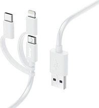 Hama 3in1 Multi-кабель для зарядки USB-A - micro USB USB-C and Lightning 1m white