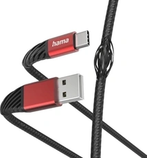 Hama кабель для зарядки extreme USB-A/USB-C 1.5m нейлон black/red
