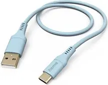 Hama charging cable flexible USB-A/USB-C 1.5m silicone blue