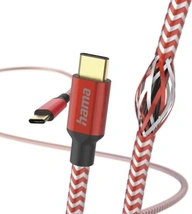 Hama кабель для зарядки reflective USB-C/USB-C 1.5m нейлон red