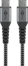 Wentronic USB-C to USB-C textile cable with metal plugn 0.5m grey/silver