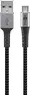 Wentronic micro USB-B/USB-A textile cable with metal plugn 0.5m grey/silver