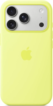 Apple silicone case with MagSafe для iPhone 17 Pro neon желтый