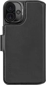Decoded Leather Detachable wallet case for Apple iPhone 16 Plus black