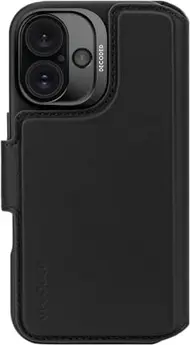 Decoded Leather Detachable wallet case for Apple iPhone 16 black
