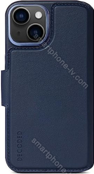 Decoded Leather Detachable wallet MagSafe for Apple iPhone 14 Plus Navy 