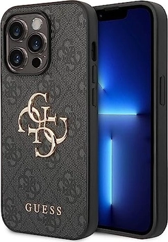 Guess Hard Cover 4G Metal Logo для Эпл Айфон 14 Про серый