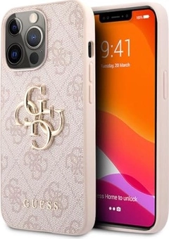 Guess Hard Cover 4G Metal Logo для Эпл Айфон 13 Про розовый