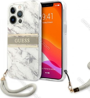 Guess Hard Cover Marble Stripe with strap for Apple iPhone 13 Pro Max grey 