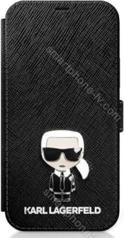 Karl Lagerfeld Book Cover Saffiano Ikonik metal for Apple iPhone 12 mini black 