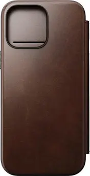 Nomad modern Horween Leather Folio for Apple iPhone 16 Pro Max Rustic Brown