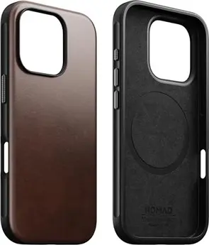 Nomad modern Horween Leather case for Apple iPhone 16 Pro Max Rustic Brown