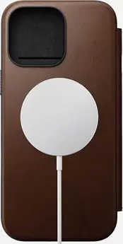 Nomad modern Leather Folio for Apple iPhone 16 Pro brau