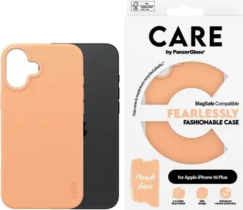 PanzerGlass Care Fashionable case MagSafe for Apple iPhone 16 Plus Peach Fuzz