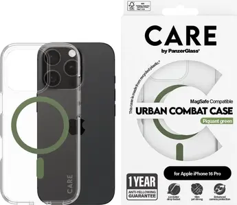 PanzerGlass Care Flagship case Urban Combat MagSafe for Apple iPhone 16 Pro Piquant Green