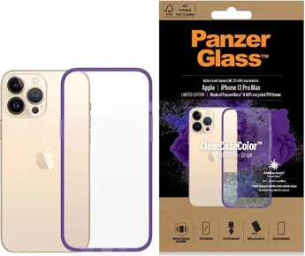 PanzerGlass clear case colour AntiBacterial for Apple iPhone 13 Pro Max Grape Limited Edition