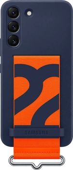 Samsung Silicone Cover with strap для Galaxy S22 морская волна