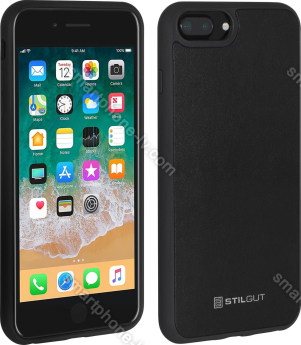 Stilgut case with leather back for Apple iPhone 8 Plus/7 Plus black 