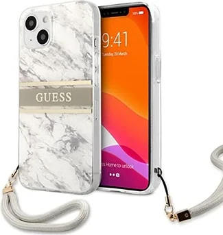 Guess Hard Cover Marble Stripe with Strap для Apple iPhone 13 Mini Gray